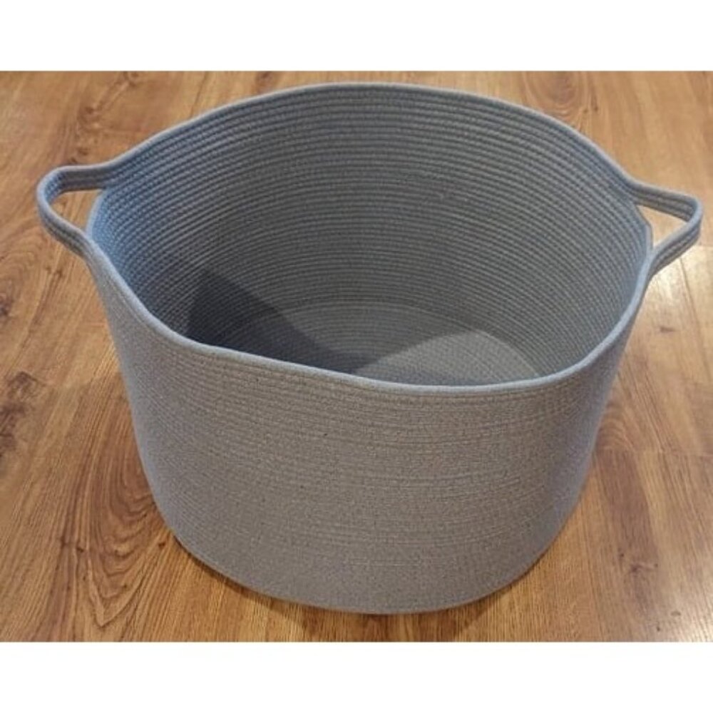 New Extra Large Grey Storage Basket, 22" X 22" X 14" XXXL Blanket Basket